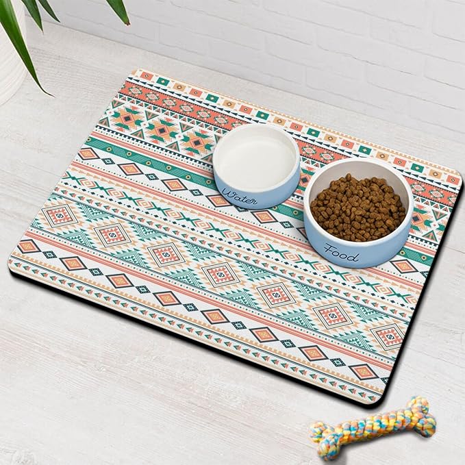 Pet Feeding Mat for Floors Waterproof Dog Mat for Food and Water Absorbent Quick Dry Non Slip mat for Cat Bowls