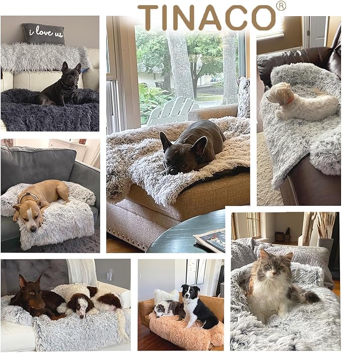 Calming Dogs/Cats Bed Mats, Dog Pad Washable Removable Couch Cover, Plush Long Fur Mat for Pets, Waterproof Lining, Perfect for Small, Medium and Large Dogs and Cats (Desert Brown, 41"x37")