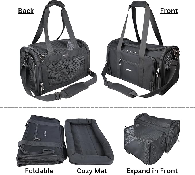 Crash-Tested Expandable Cat Carrier & Small Dog Car Seat - CPS Certified for Crash Protection & Safe Pet Travel.
