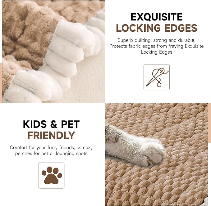 OTOB Couch Covers for Sofa Pet Friendly, Washable & Non Slip Fuzzy Dog Couch Cover Love Seat Sofa Slipcovers Cushion Mat, Cozy Soft All Seasons Plush Furniture Protector (Coffee, 27.6" x 59.1")