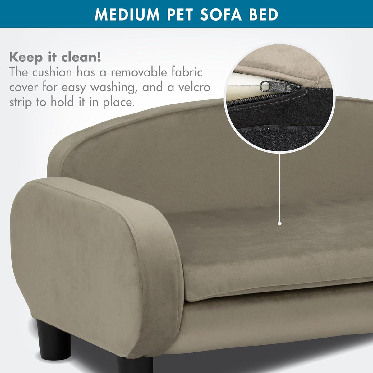 Paws & Purrs Multi-Cat Sofa Elevated Pet Bed for Indoor Cats Raised Cats Couch with Removable Washable Mattress Cover for Kittens, Dogs - 35.5" Wide, Ash