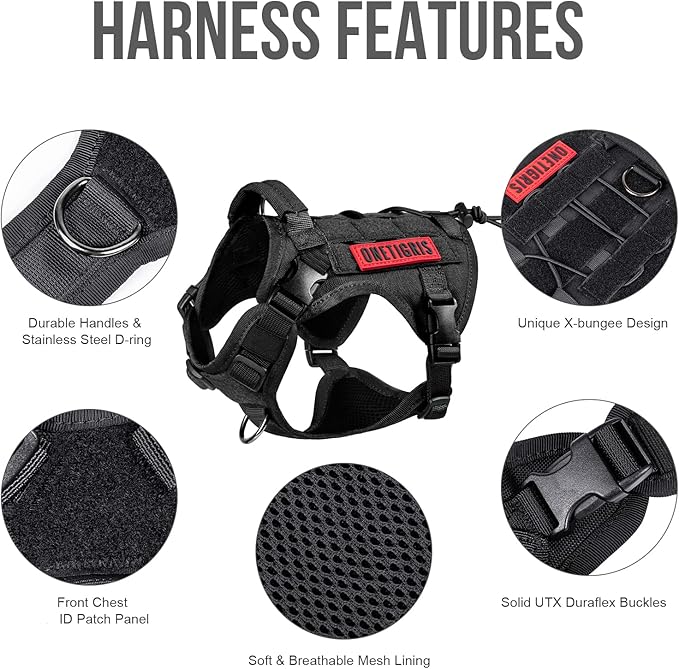 OneTigris Tactical Dog Harness Vest with Handle, Dog Harness for Large Medium Dogs,No-Pull Service Dog Vest with Hook & Loop Panels,Adjustable Dog Vest Harness for Walking(Black,Small) | No-Pull Service Dog Vest with Hook & Loop Panels, Adjustable Dog ...