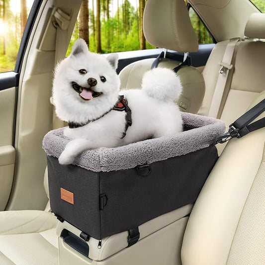 BurgeonNest Center Console Dog Car Seat for Small Dogs up to 9 lbs, Grey