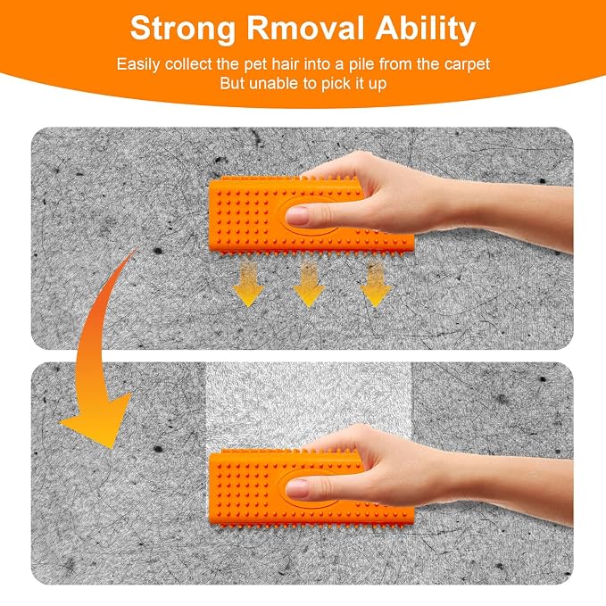 2pcs Pet Hair Remover, Dog Cat Block Roller Cleaner, Car Carpet Cleaner Brush for Small Animals, Pet Hair Removal Tool for Interior, Furniture, Sofa, Car Seat (Orange+Red)