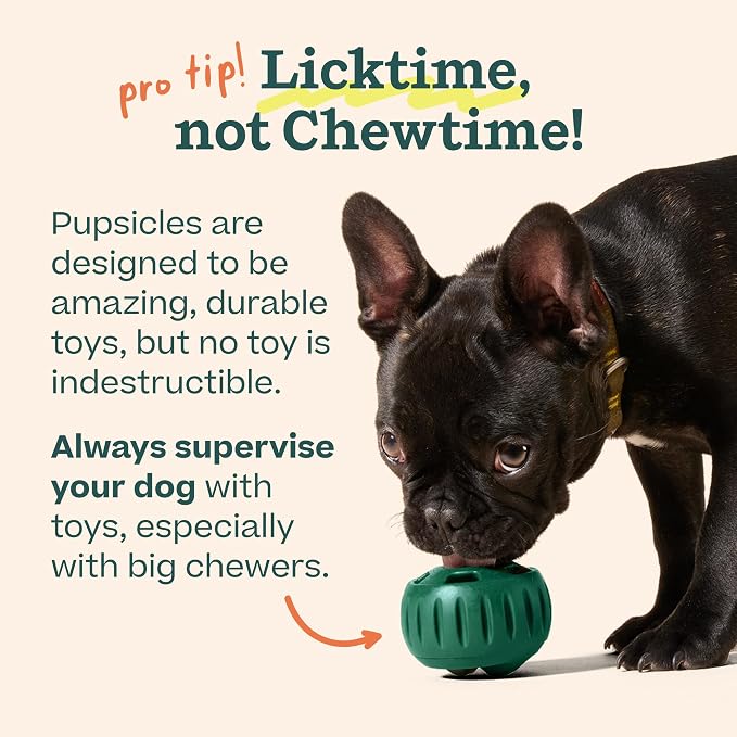 WOOF Pupsicle Interactive Dog Ball Toy for Dogs Large 25-75 lbs - Blue | Long-lasting enrichment toy for medium/large dogs, easy-fill design, low-mess play, made of natural rubber, easy to clean