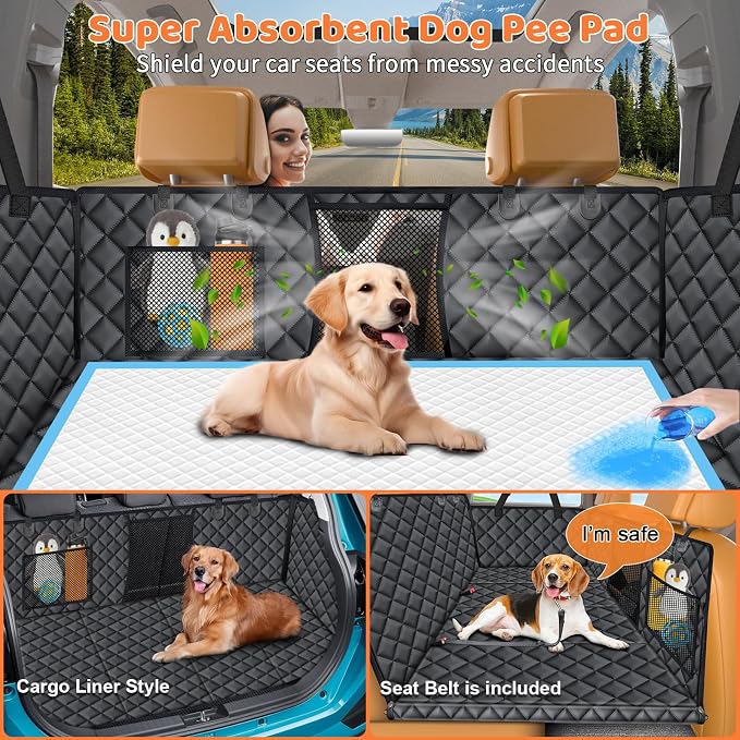 URPOWER Dog Car Seat Cover for Pets 100% Waterproof Seat Cover Hammock 600D Heavy Duty Scratch Proof Nonslip Durable Soft Back Seat Covers for Full Size Trucks