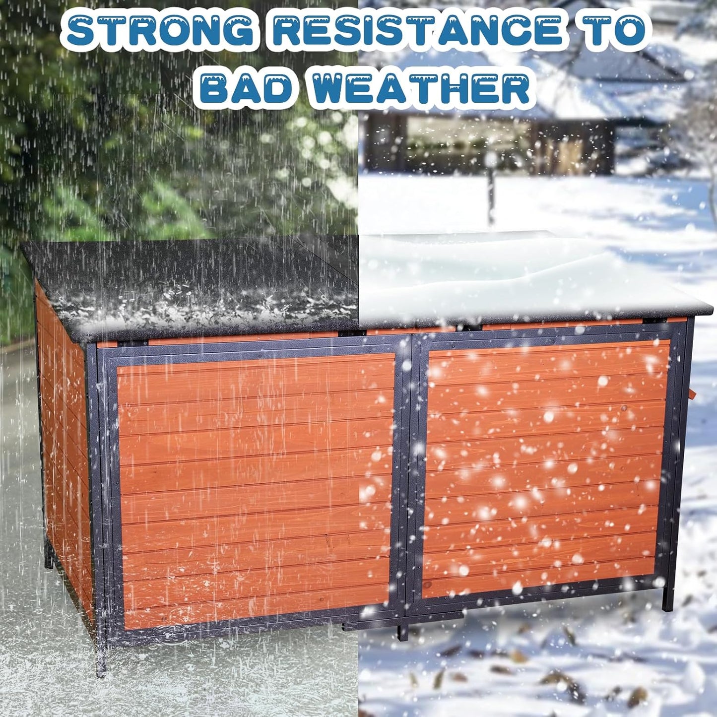Extra Large Dog House Outdoor 59.1" L Outside Insulated Dog Kennel Weatherproof Winter, 6 Sides All-Round Foam for Small Medium Large Extra Large Dogs, Strong Metal Chew Proof Frame Window