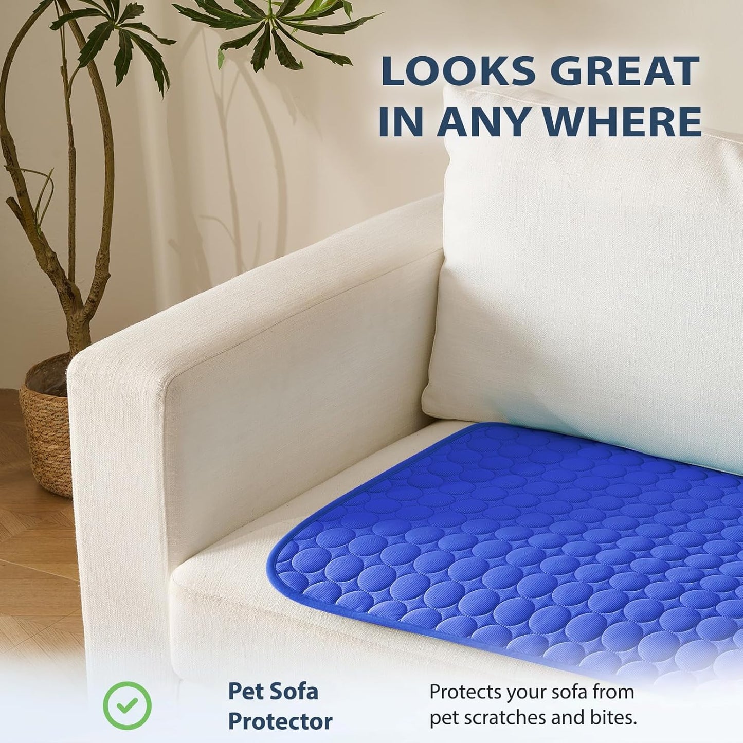 MICROCOSMOS Summer Cooling Mat & Sleeping Pad- Water Absorption Top, Materials Safe, Easy Carry, EZ Clean. Keep Cooling for Pets, Kids and Adults.(Dark Blue, 40" x 28")