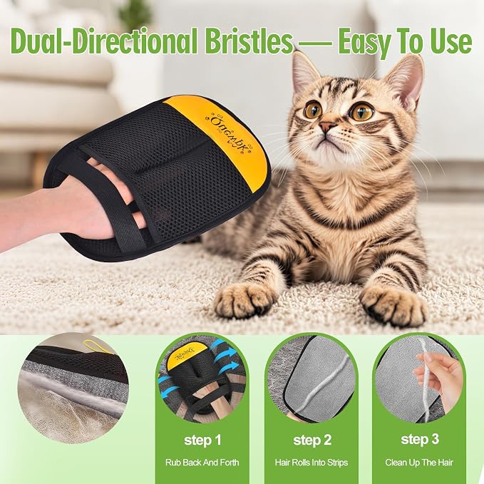 Pet Hair Removal Glove - Reusable Electrostatic Fur Remover for Dogs & Cats | Lint & Hair Remover for Laundry, Clothing, Couch, Carpet, Car Seats