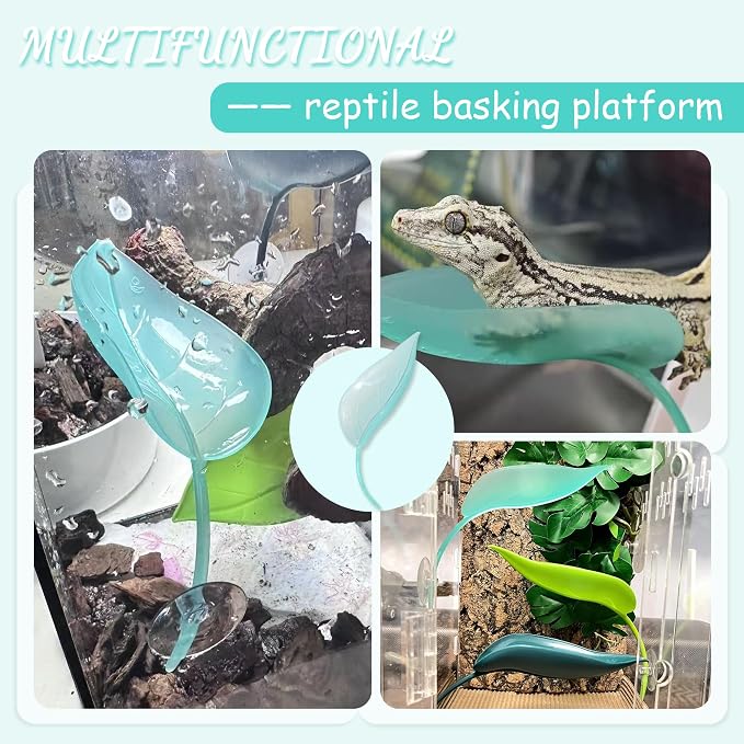 Tree Frog Terrarium Accessories, 3PCS Turtle Basking Platform | Aquarium decor with 3 suction cups, multifunctional reptile tank accessories for leopard gecko, snake, gecko, bearded dragon