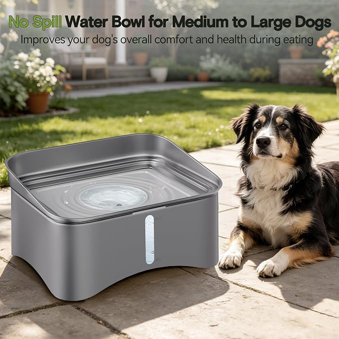 UPSKY 2.9Gal No Spill Dog Water Bowl, 4 Height Adjustable Elevated Bowl with Slow Drinking Feeder for Senior Dogs, Anti-Splash Floating Disk & Filter, Large Capacity for Large Dogs & Multi-Pet Homes