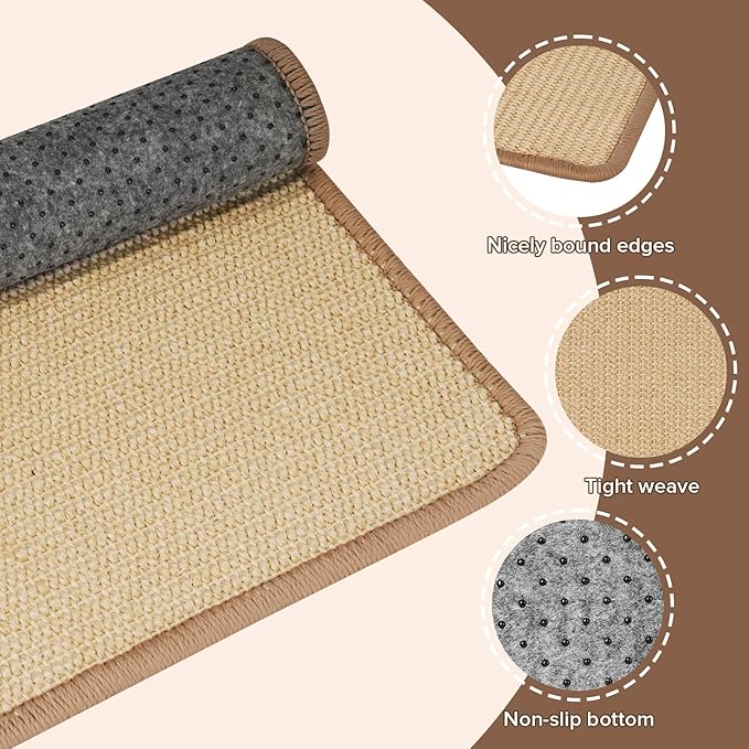 Rabbit Scratching Pad, 16 X 12 Inch Natural Sisal Bunny Scratching Pad Claws Mat, Natural Rabbit Foraging Mats for Cages, Indoor Bunny Toys Accessories for Sleeping Resting - 2pcs