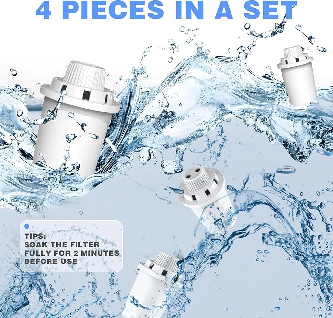 Pet Water Fountain Filter for Dog Water Fountain, 4 Pack Water Filter for Stainless Steel Pet Fountain for Large Dogs - Vertical Filtration for D2223,D2322,D2341,D2419 Lasts Two Months