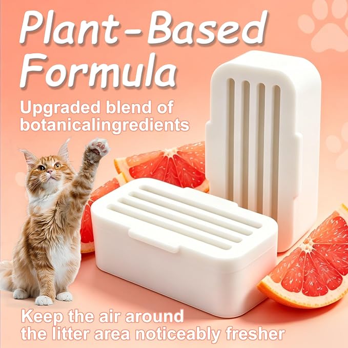 NewKe Grapefruit Deodorizer for PetSafe ScoopFree SmartSpin Cat Litter Box | Plant-based deodorizer refills for HHOLOVE Self-Cleaning Cat Litter Box. 6PCS last 6 months. Natural oils keep litter fresh