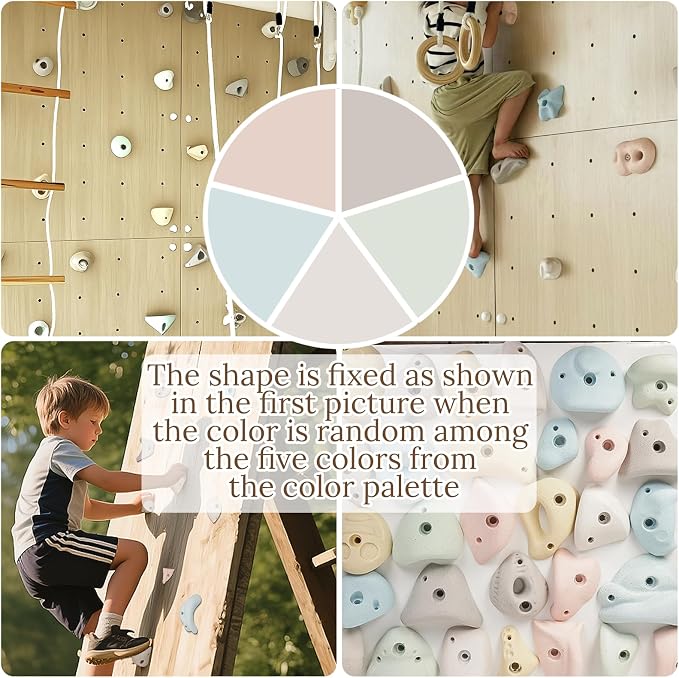 Premium Resin Rock Climbing Holds for All Ages, Large Training Rock Climbing Wall Grips Indoor/Outdoor, Rock-Like Texture Climbing Wall with Mounting Hardware