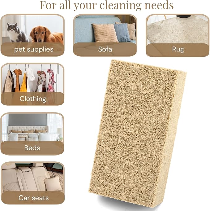 ZOOFOX 3 Pack Pet Hair Remover Sponge, Reusable Cat and Dog Hair Remover Tool, Effectively Removes Pet Hair, Lint and Dander from Furniture, Carpet, Bedding and Clothing