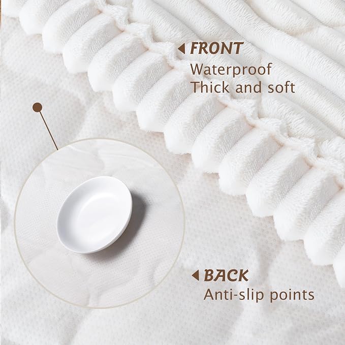 PuTian 100% Waterproof Fuzzy Couch Cover for Dogs White 27.6"x59" | Pet Friendly Dog Mat for Couch, Waterproof Sofa Protector, Scratch Resistant Furniture Cover for Dogs, Machine Washable