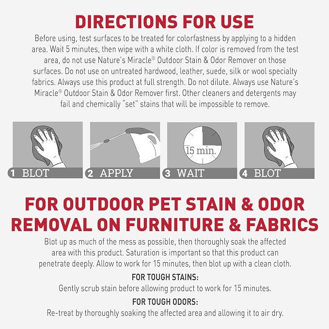 Nature’s Miracle Outdoor Stain & Odor Remover, 64 fl oz, Removes Dog & Cat Messes, Convenient Flip & Go Sprayer, Ready-to-Use, Multi-Pet & Multi-Mess Formula