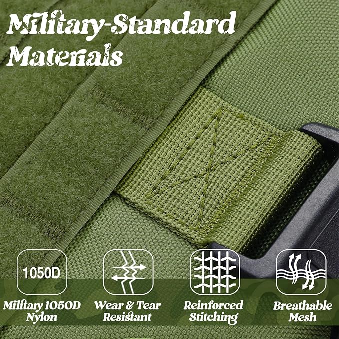 rabbitgoo Tactical Dog Harness for Small, Heavy Duty Military No Pull Vest | Sturdy Metal Buckles, 5 Adjustments, Molle System, Powerful Pullers for Training, Hunting, Outdoor, Green, Small