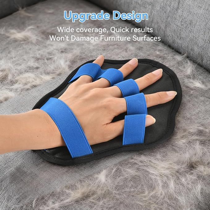 AstraLoom Pet Hair Removal Gloves for Dogs & Cats, 2026 Newly Upgraded Five-Finger Reusable Electrostatic Pet Hair Glove, Pet Hair Remover Tool for Sofa, Bed,Carpet, Clothing and Car Seat (1)