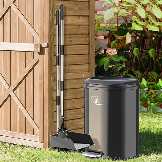 Dog Poop Trash Can Outsides, 18L/4.76 Gal Portable Waste Bin with Lid and Removable Inner Odor Control for Indoor Outdoor Dog Waste Station for Bathroom &Kitchen -45 Waste Bags (Black-01)