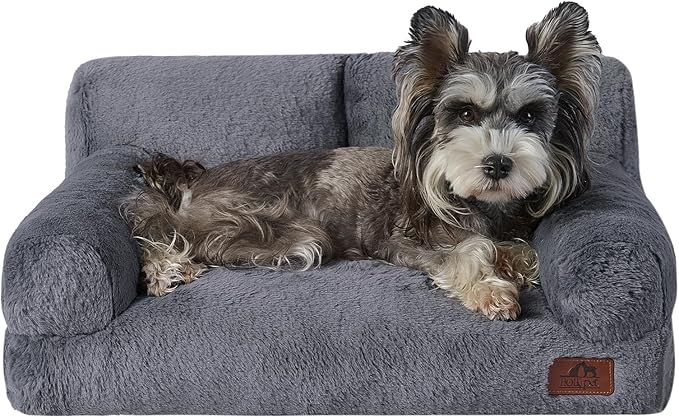 Hollypet Small Dog Large Cat Bed Puppy Couch Beds for Pets up to 25 lbs | Fluffy Dog Cat Couch Plush Soft Warming Pets Beds with Machine Washable Cover and Non-Slip Bottom