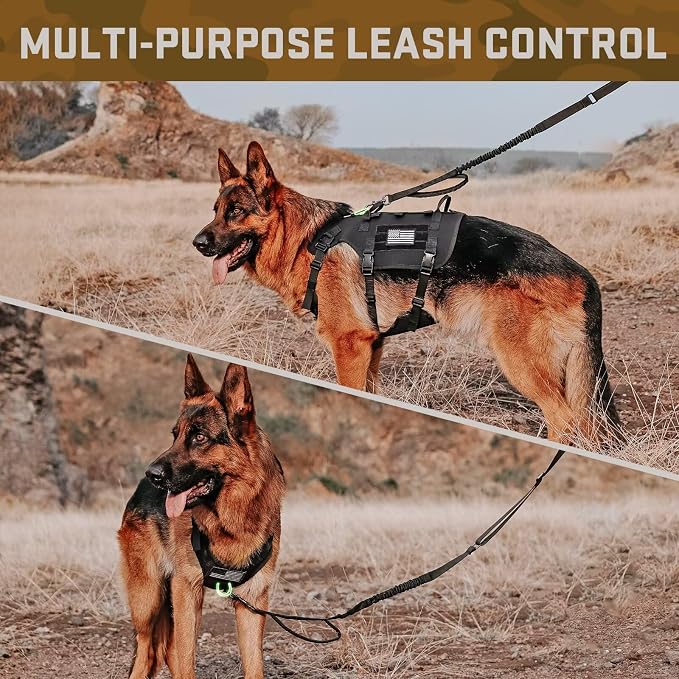 Forestpaw Tactical Dog Harness Pouches and Patches Set,S,Black | Adjustable Fits 17-25" Chest,20-35 lbs,No Pull Military Style Service Dog Vest for Daily Walking Training,Medium Dogs