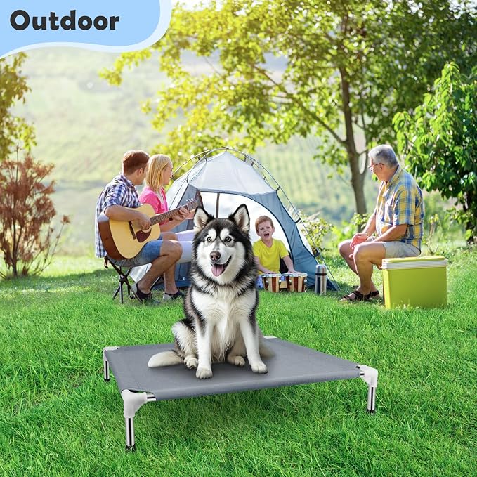 Elevated Dog Bed, Raised Dog Bed for Large Dogs, Cooling Dog Cots Beds | Outdoor Elevated Dog Bed, Dog Cots Beds for Large Dogs, Portable Cooling Raised, for Indoors, Outdoors, 39"L x 28"W x 6.5"H