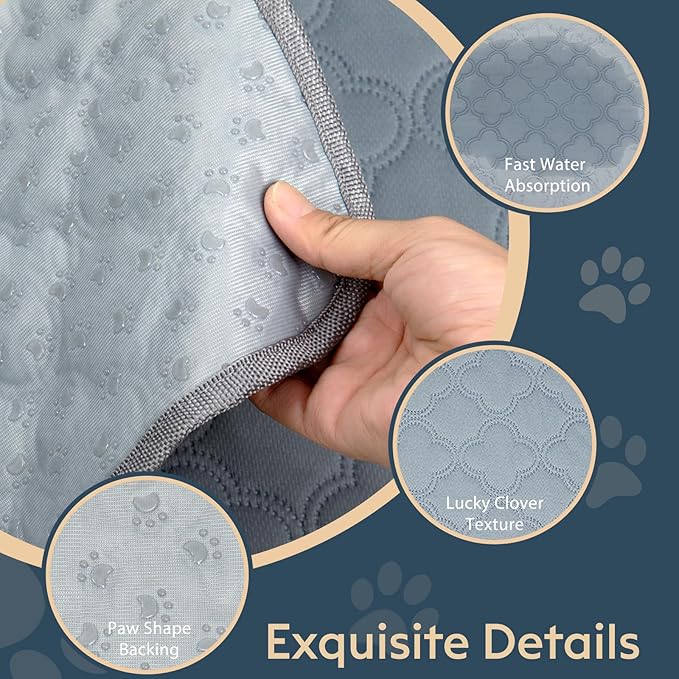 Washable Pee Pads for Dogs - 2 Pack Reusable Pee Pads，Waterproof Puppy Pads，Pet Training Pads，Super Absorbent with Dog Paw Shape Non-Slip Backing (Light Grey, 36" X 41" - 2 Pack)
