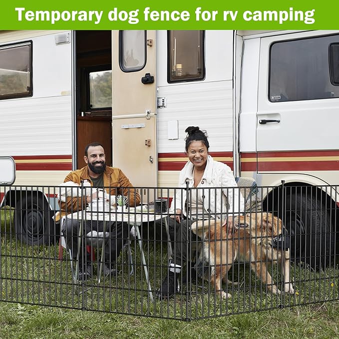 5 Panels No Dig Decorative Outdoor Garden Fence with Gate for Yard, 48 in(H) X 13.13 ft(L) Animal Barrier Fencing Rustproof Metal Wire Panel Border for Dog, Rabbits, and Patio Temporary Ground Stakes