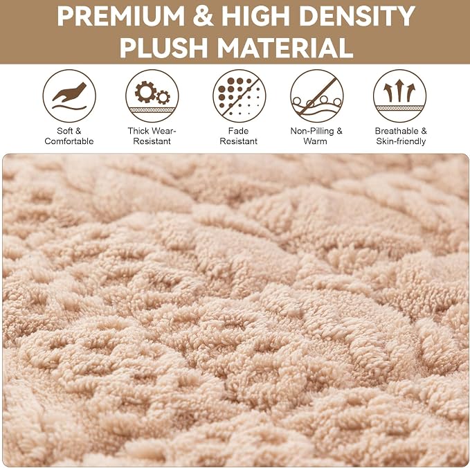OTOB Couch Cover for Dogs Washable Pet Friendly, Non Slip Plush Fuzzy Love Seat Couch Covers Sofa Slipcovers, Geometric Jacquard Soft Pet Cushion Mat Protector All Seasons, (Camel, 27.6" x 59.1")