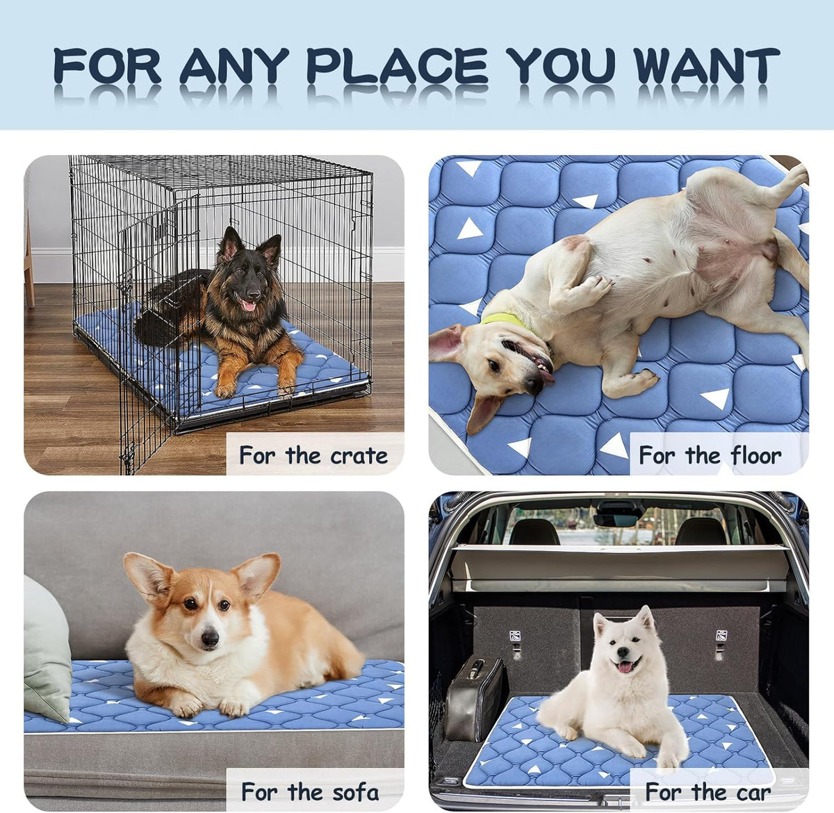 Dog Crate Mat, Ultra Soft Dog Bed Mat for Sleeping with Anti-Slip Bottom, Washable Kennel Pad for Large Medium Small Dogs Breeds with Cute Prints and Dark Colored to Hide Stains (42" X 28")