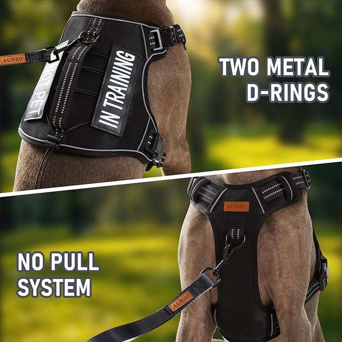 Dog Harness for Small Dog Breeds, Non Pulling Escape Proof Black Reflective Puppy Vest Harness with Handle, No Choke, Adjustable and Soft Padded, for Easy Walking and Training for Small Sized Dogs