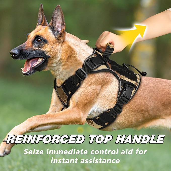 WINGOIN Tactical Dog Harness for Medium Dogs,Heavy Duty No Pull Dog Harness | with Handle,Adjustable Reflective,Military K9 Style,Big Size Dog Vest,for German Shepherd,for Walking Training Hunting