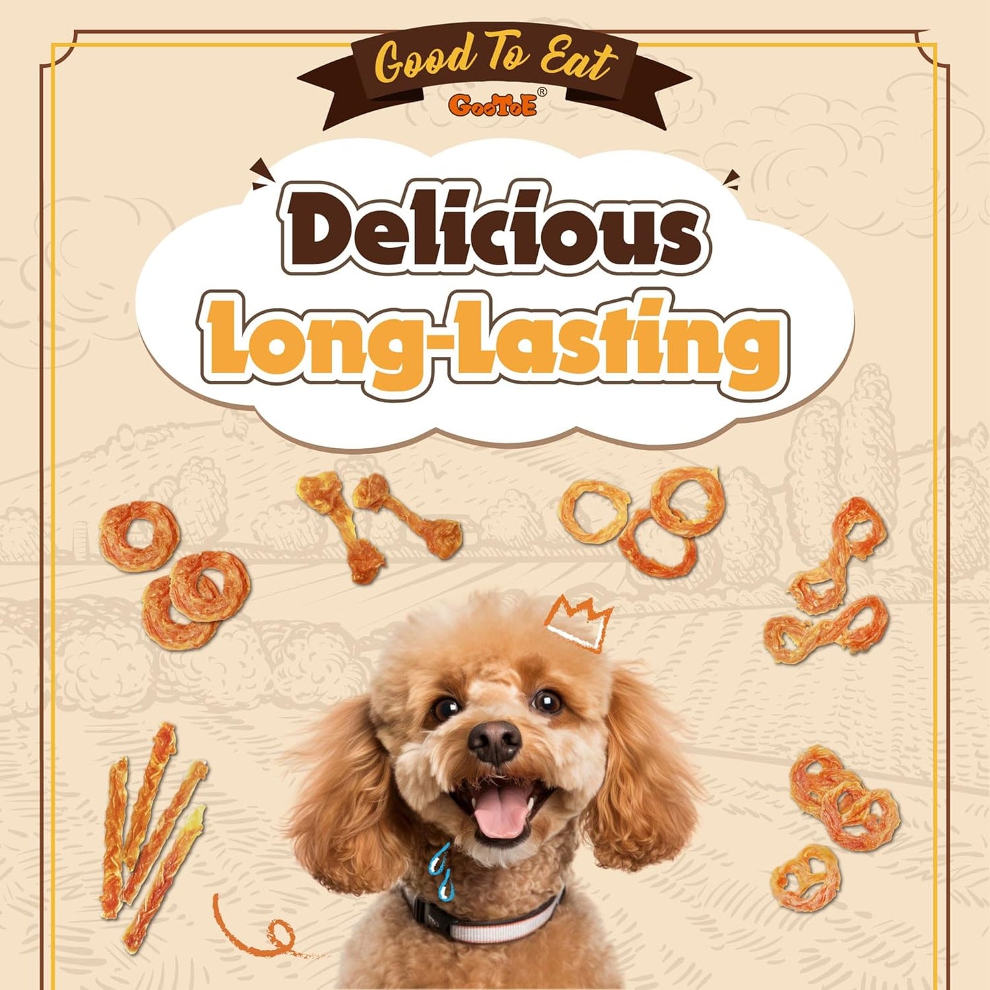 Gootoe Turkey Tendons for Dogs – All-Natural, Hypoallergenic Dog Treats, Rawhide Alternative, Long Lasting Puppy Chews, Healthy Dog Treats for Small Breeds, Rope (S), 16 oz Pack (1 lb)