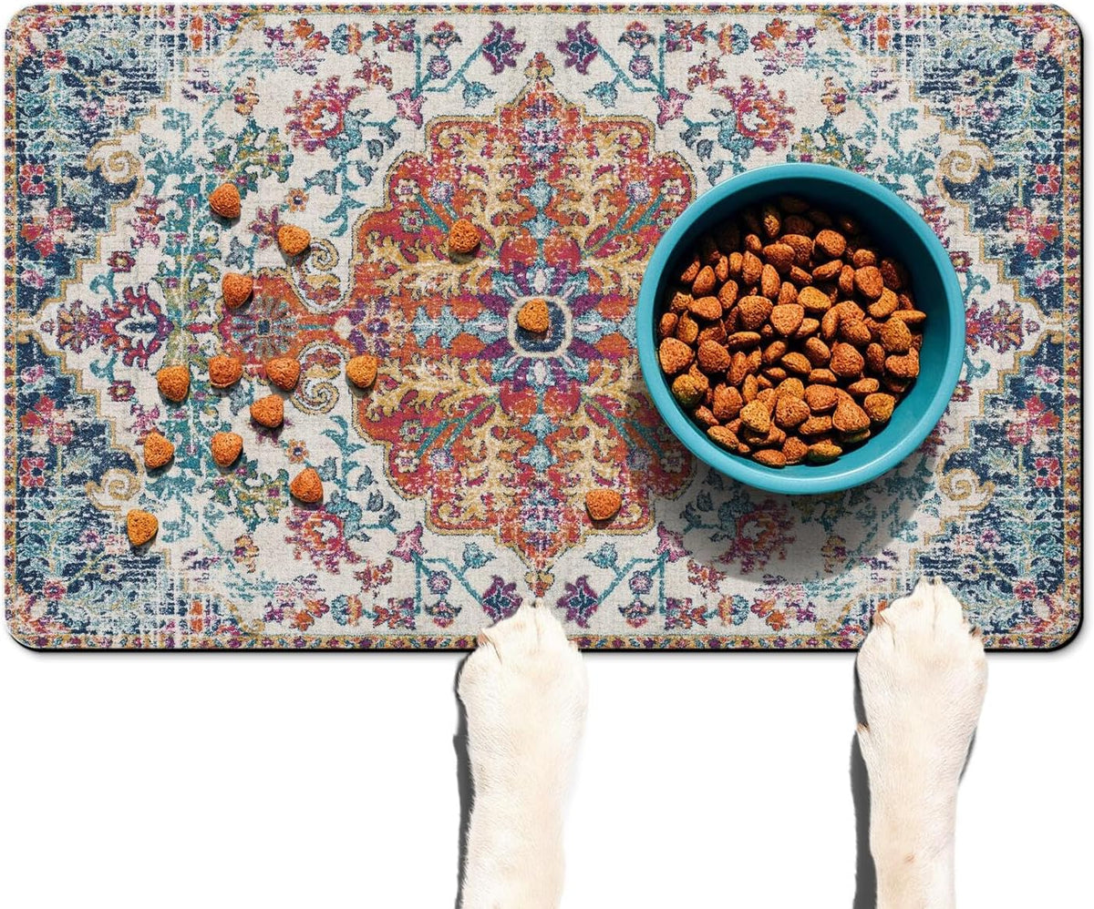 Pet Feeding Mat for Floors Waterproof Dog Mat for Food and Water Absorbent Quick Dry Non Slip mat for Cat Bowls