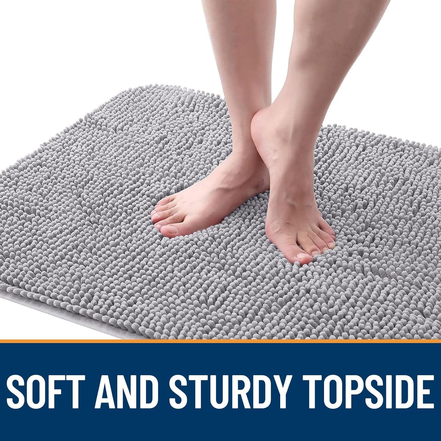 OLANLY Dog Door Mat for Muddy Paws 30x20, Absorbs Moisture and Dirt, Absorbent Non-Slip Washable Doormat, Quick Dry Chenille Mud Mat for Dogs, Entry Indoor Entryway Carpet for Inside Floor, Light Grey
