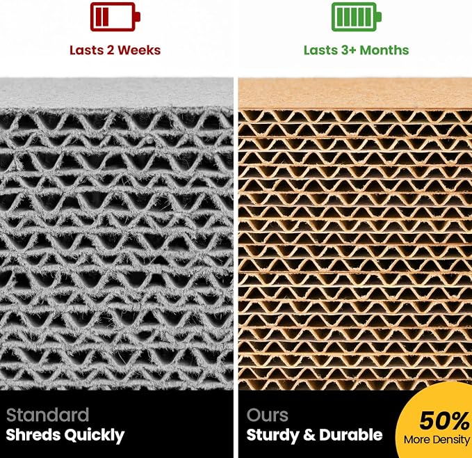 Cat Scratcher, Durable Scratch Pad, Corrugated Cardboard Scratching Board for Indoor Cats, Heavy Duty, Double-Sided Usability, Recyclable, with Catnip, Large, 2 Pack