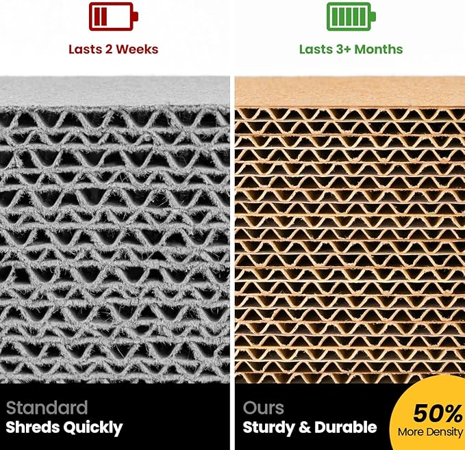 Cat Scratcher, Durable Scratch Pad, Corrugated Cardboard Scratching Board for Indoor Cats, Heavy Duty, Double-Sided Usability, Recyclable, with Catnip, Medium, 1 Pack