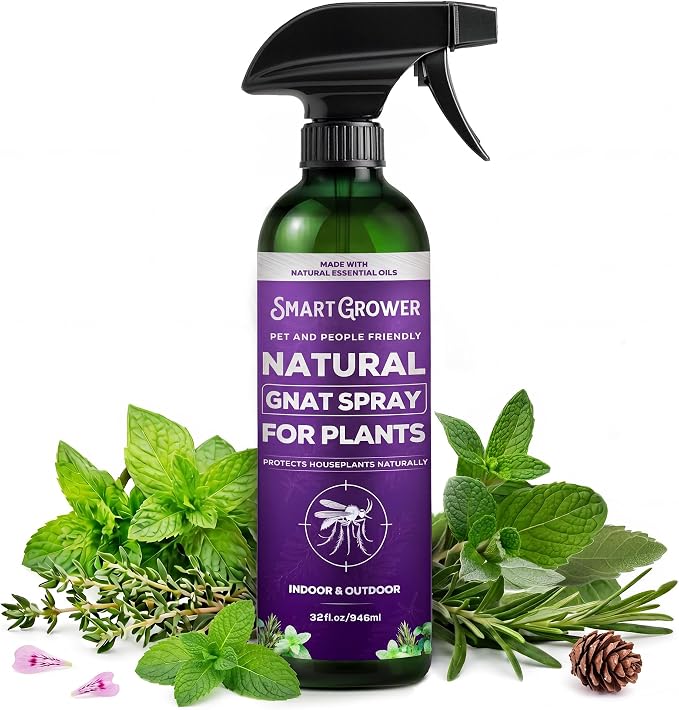 Natural Gnat Spray for Plants (32oz) – Fungus Gnat Killer for Indoor Plants – Essential Oil Plant Bug Spray – Ready to Use – Pet and Family Friendly, Houseplant Insect Control - Smart Grower