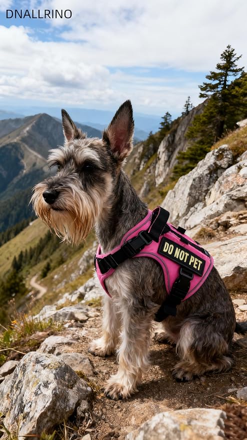 Tactical Dog Harness for Small and Medium Breeds, Air Dog Vest No Pull with Reflective Do Not Pet Patches, Breathable Dog Molle Vests for Training Walking Hunting Pink