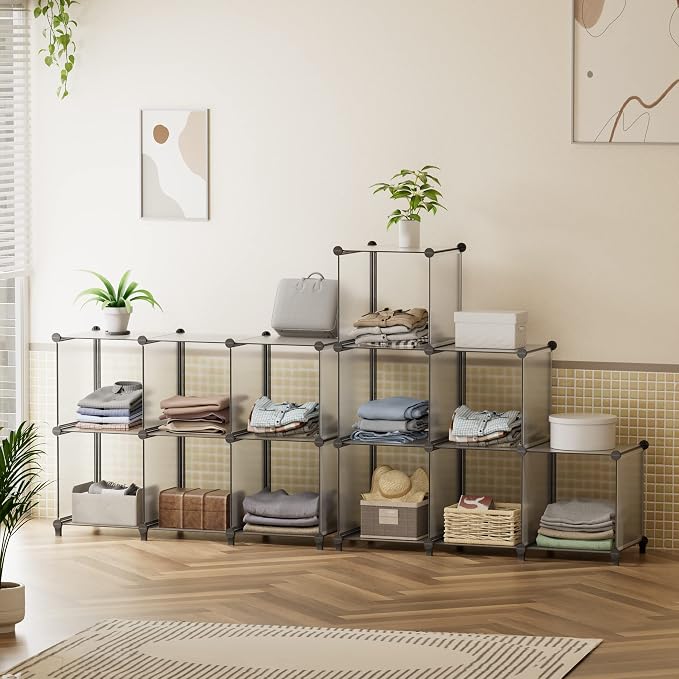 HOMIDEC Closet Organizers and Storage, 9 Cube Storage Organizer, Grey | Portable Closet Organizer, Storage Cubes Shelves, for Bedroom, Kids Room, Bathroom, Wardrobe, Clothes Rack