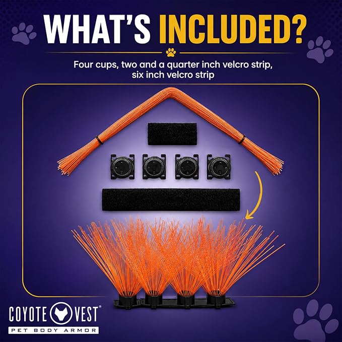 Coyotevest Coyotewhiskers Protective Nylon Dog Harness Bristles, Red | Nylon Bristles for Coyotevest or Spikevest Help Deter Coyotes, Aggressive Dogs and Birds of Prey Dog Accessory Made in USA