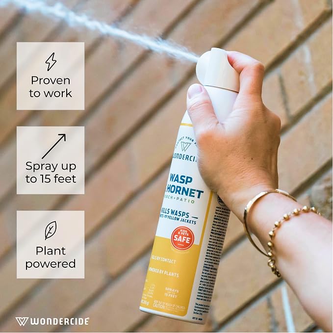 Wondercide - Wasp and Hornet Killer Aerosol Spray with Natural Essential Oils - Kill Wasps, Hornets,and Yellow Jackets - for Porch, Patio, and Outdoor Areas - Pet and Family Safe - 10 oz - 2 Pack