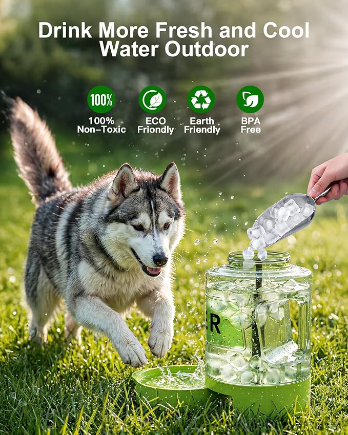 77oz Dog Water Dispenser, 2.2L Large Portable Dog Water Bottle with Pull-Out Drinking Bowl, BPA Free Leak-Proof Pet Travel Water Container for Camping, Hiking, Beach, Car Travel Essentials