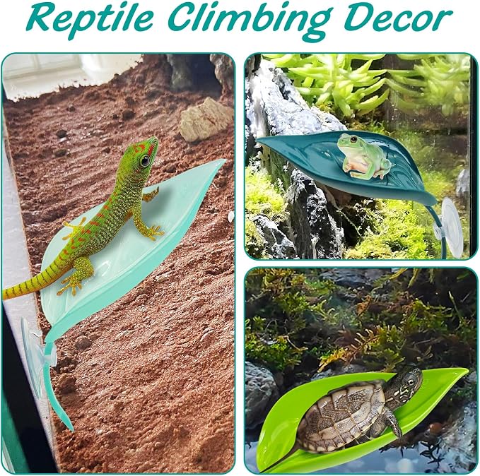 6 Pack Plastic Frog Habitat Platform with Suction Cups Reptile Decorations for Terrarium Dwarf Frogs Tank Accessories Decor Turtle Basking Platforms for Amphibian