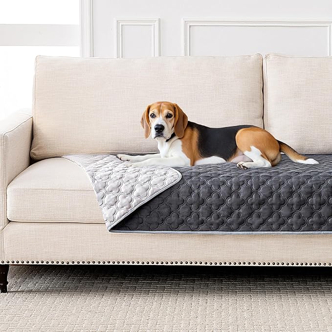 Waterproof Dog Blanket, Couch Cover for Dogs Washable, Reversible Dog Bed Cover, Couch Furniture Protector. (Dark＆Light Grey, 40 X 50 Inch - 1 Pack)