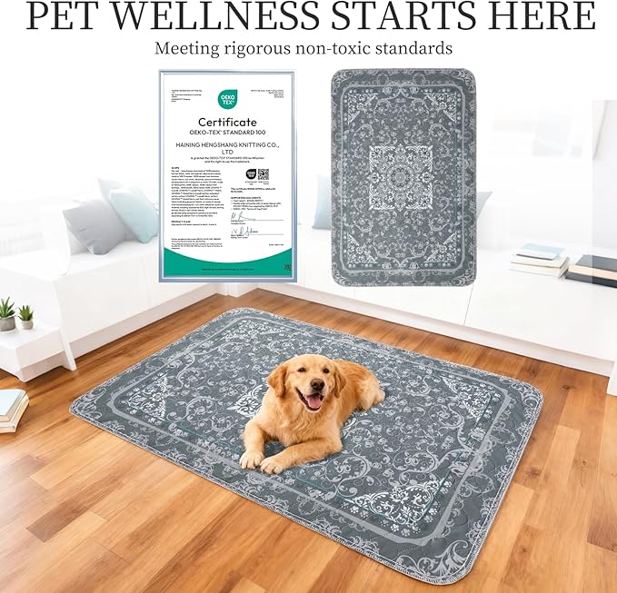 Homimp Washable Pee Pads for Dogs,4 Pack Reusable Puppy Pads,Absorbent and Leakproof Dog Pee Pads,Non Slip Puppy Training Pads,Pet Mat for Floor,Crate,Couch,Whelping,Grey 24"x36"