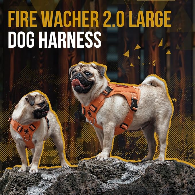 OneTigris Tactical Dog Harness Vest No-Pull Service Dog Vest for Small Dogs | 1000D Pullable Nylon, with Control Handle and Hook & Loop Panels, Easy On & Off, Adjustable for Walking Training Orange XXS