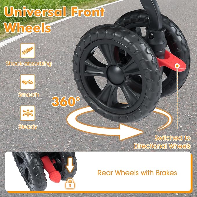 PETSITE Double Pet Stroller, Foldable Double Dog Stroller with 2-Seater Carrier, Adjustable Sunshade, Removable Pad, Safety Belt, Storage Basket, 4-Wheel Pet Travel Cart for 2 Puppies & Cats (Black)